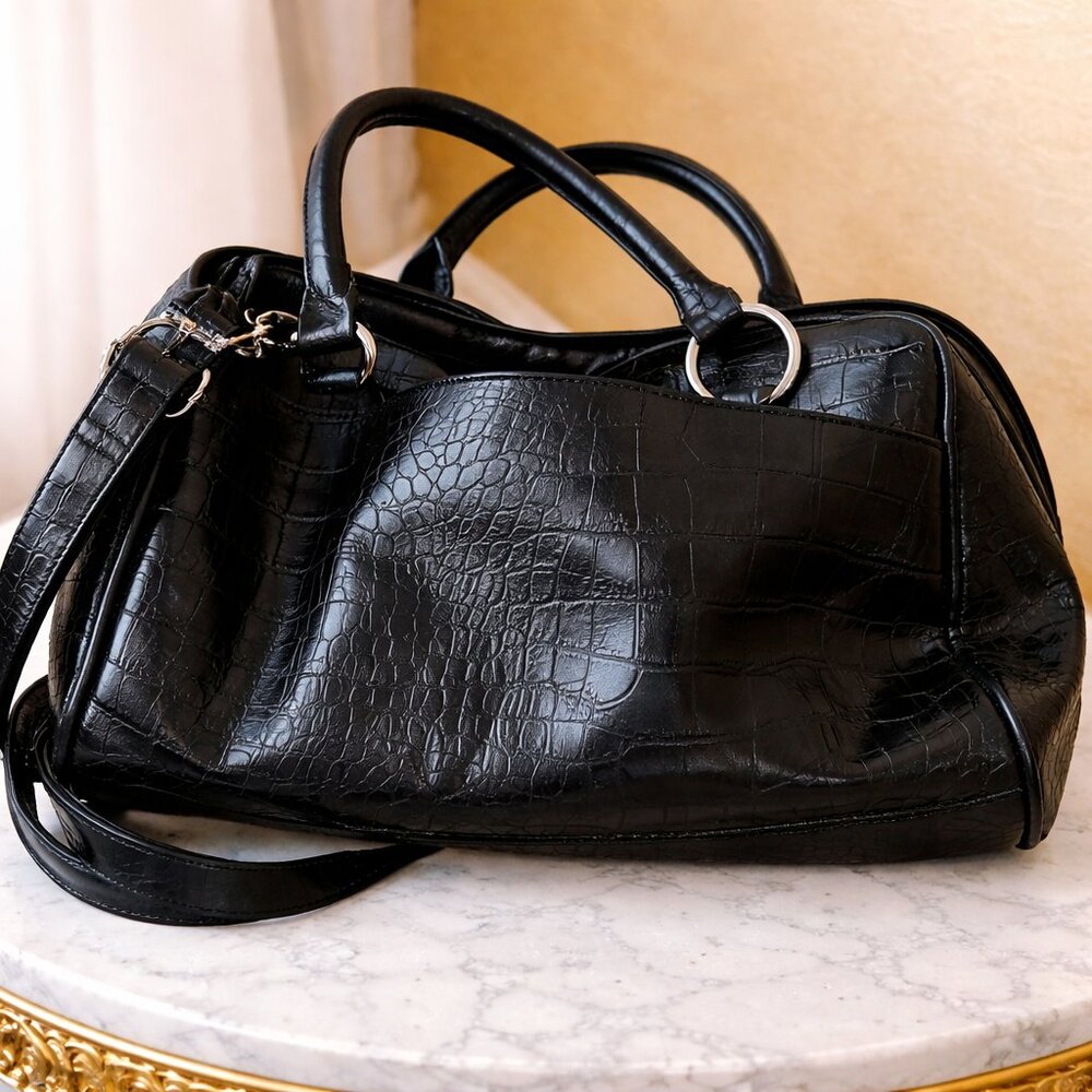 Nicole Lee Black Croc-Pattern Shoulder Bag – Chic & Statement Style - Picture 6 of 7
